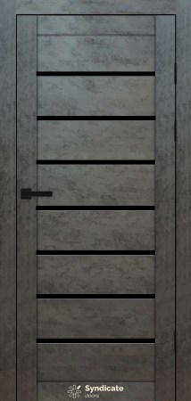 Двері Syndicat Doors PVC 102 Бетон темний чорне скло